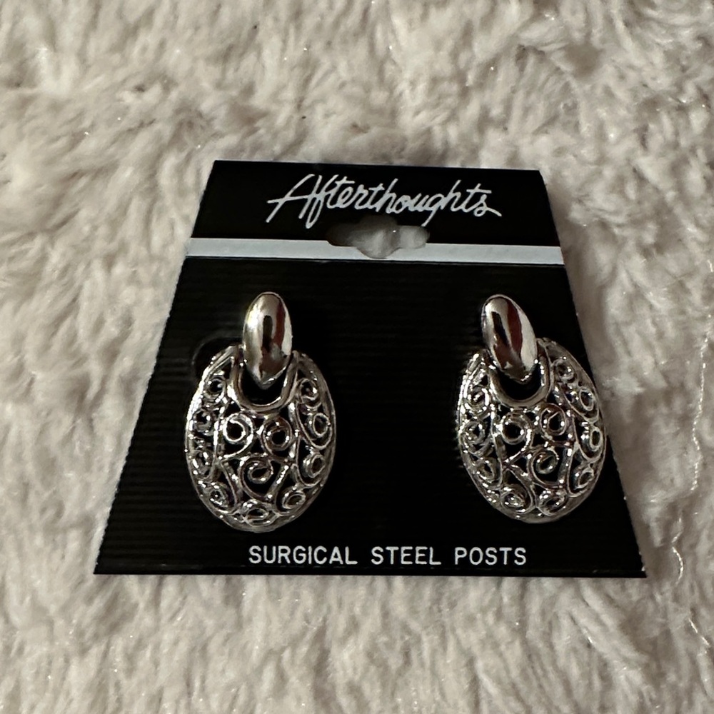 Afterthoughts Silver Earrings with Intricate Design